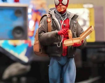 Pizza Spider Man Casual Holiday Statue, 17.3in Tall, Resin Collectible Model