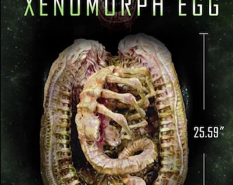 手描きのエイリアンエッグ（フェイスハガーの骨格が見える） - 樹脂3D