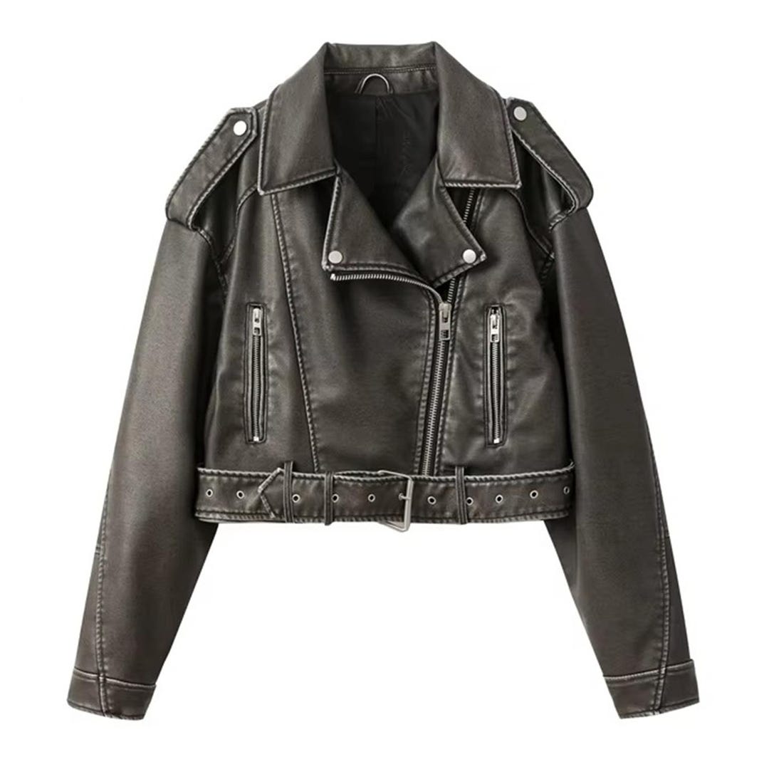 Coal Graysty Le Women's Washed Leather Jacket With Belt