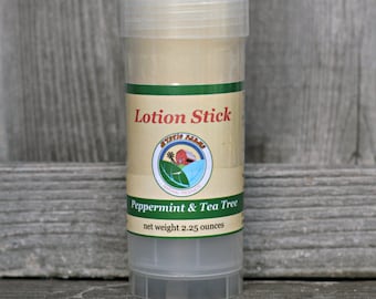 Peppermint and Tea Tree Lotion Stick, foot balm, body lotion, moisturizing salve, beeswax lotion stick, natural body balm, solid lotion