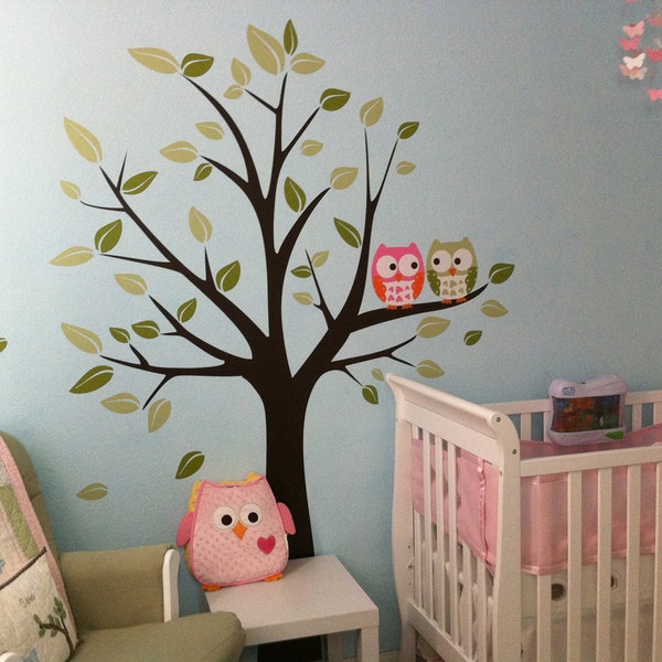 Wall Decals - Owls on a Tree - Baby Nursery Decals