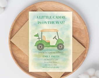 Golf Baby Shower Invitation | Little Caddy Editable Template (Digital Download)