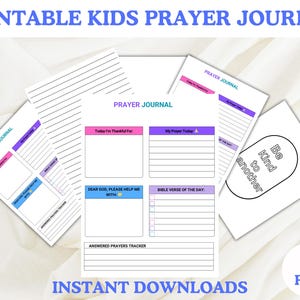 Diario de oración para niños: diario de fe para niños, registro diario de oración, diario cristiano para niños, cuaderno de oración imprimible, crecimiento espiritual