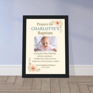 Carta personalizada para padrinos de bautismo, regalo para ahijados, póster de bautismo con oraciones, regalo único para niño o niña.