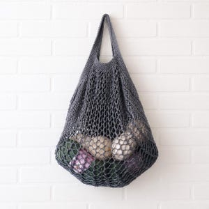 Market Bag Knitting Pattern - Easy Mesh Tote Bag Knitted Tutorial - Reusable Eco Shopping Bag DIY