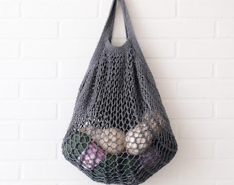 Market Bag Knitting Pattern - Easy Mesh Tote Bag Knitted Tutorial - Reusable Eco Shopping Bag DIY