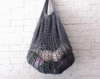 Modèle de tricot de sac de marché - Tutoriel facile de tricot de sac fourre-tout en filet - Sac de courses écologique réutilisable DIY