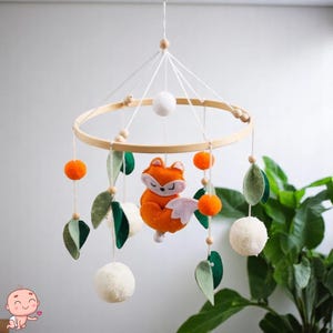 Fox Baby Mobile - Woodland Nursery Decor - Felt Crib Mobile - Forest Animal Mobile - Gender Neutral Baby Shower Gift - Handmade