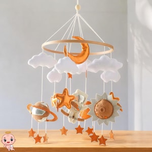 Space Baby Mobile, Planet Crib Mobile, Neutral Nursery Decor, Baby Shower Gift, Cot Mobile, Expecting Mom Gift, Outer Space Theme