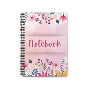 Floral Spiral Notebook - Perfect for Notes, Journaling, Gifts, School, or Planning, Pink Watercolor Design