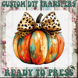 Leopart Coquette Pumpkin Ready To Press, Brushstroke Pumpkin Heat Transfer, Coquette Pumpkin Iron On Transfer, Halloween Dtf Transfer