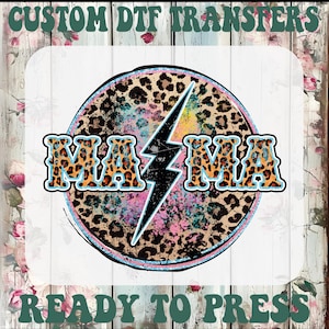 Mama Lightning Bolt Leopard Cheetah Ready To Press, Western Mama Heat Transfer, Retro Mama  Iron On Transfer, Gift for Mom Dtf Transfer
