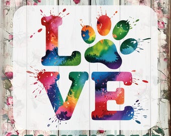 Dog Love DTF Transfer: Colorful Paw Print Iron-On