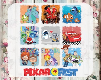 Disney Pixar Fest 2026 Dtf Transfer, Cartoon Characters Ready To Press