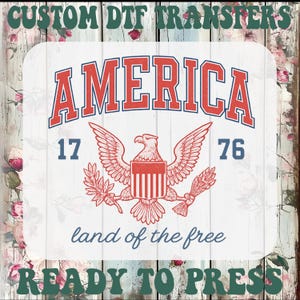America 1776 DTF Transfer: 4th of July Eagle Iron-On