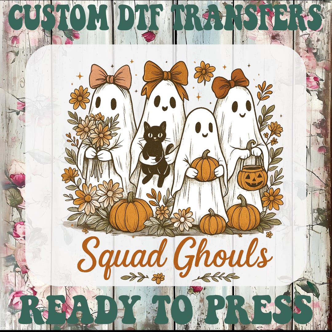Squad Ghouls Girly Ready to Press, Coquette Halloween Ghost Heat ...