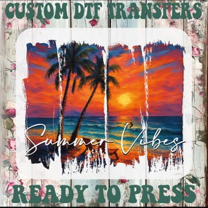 Summer Vibes Dtf, Salt Water And Sun Shine Ready To Press, Tropical Heat Transfer, Retro Beach Iron On Transfer, Beach Sunset Dtf Transfer