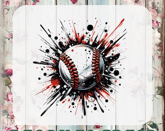 Baseball DTF Heat Transfer: Splatter Drip Iron-On, Game Day Design