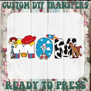 Dtf pour maman et papa Toy Story, prêt à presser Magical Kingdom, transfert à chaud Toy Story, fer à repasser Toy Story Family, voyage en famille Dtf
