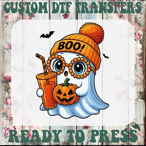 Cute Ghost Dtf, Ready To Press, Trendy Ghost Coffee Heat Transfer, Boo-jee Halloween Iron On Transfer, Halloween DTF, Cute Ghost Dtf