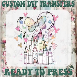 Disney Minnie and Mickey Castle Ready To Press, Watercolor Castle  Heat Transfer, Magical Castle Iron On Transfer, Disney Castle Dtf