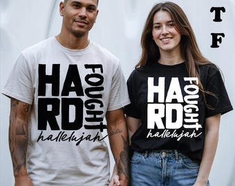 Transfert DTF alléluia durement combattu, verset de la Bible prêt à imprimer, fer religieux