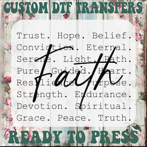 Faith Cross DTF Transfer: Christian Bible Verse Iron-On