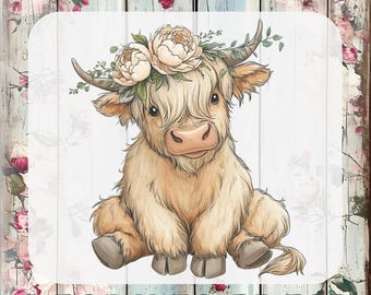 Baby Highland Cow DTF Transfer, Farm Animal Ready To Press