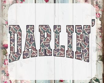 Retro Camo Darlin' DTF Transfer, Western Style, Ready To Press