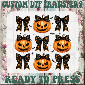 Halloween Coquette Pumpkin Ready To Press, Pumpkin Season Heat Transfer, Coquette Pumpkin Iron On Transfer, Halloween Girly Bow Dtf Transfer
