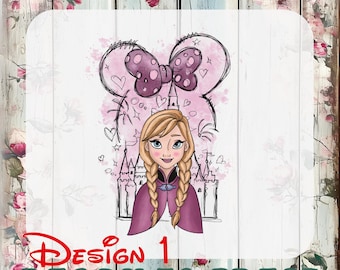 Princess Anna Ready To Press, Princesses Watercolor Minnie Head Heat Transfer, Anna from Frozen Iron On Transfer, Frozen Birthday Dtf