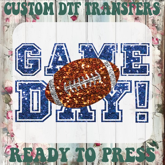 Game Day Glitter Football DTF Transfer, Preppy Football Mom Ready To Press