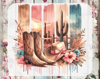 Western Cowgirl DTF Transfer, Western Cowboy Boots Ready To Press