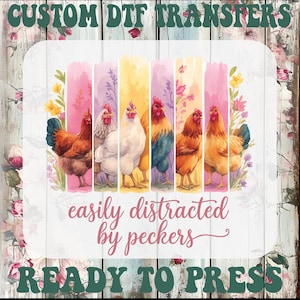 Funny Floral Chicken DTF Transfer: Farm Life Iron-On