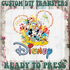 Disney 2025 Dtf, Disney Mickey and Friends Ready To Press, Disney Tinkerbell Heat Transfer, Disneyworld Iron On Transfer,Family Matching Dtf