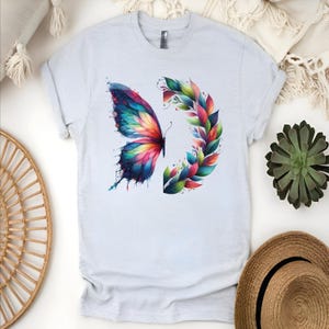 Watercolor Floral Butterfly Ready To Press, Colorfull Butterfly Heat Transfer, Vintage Botanical Insect Iron On Transfer, Wildflowers Dtf