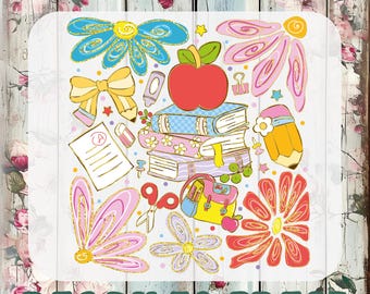 Boho Floral Teacher Dtf, Preppy Teacher Appreciation Gift Ready To Press, Teacher Bookshelf Heat Transfer, Glitter Teacher Iron On Transfer