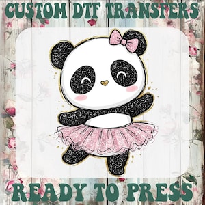 Glitter Panda Ballerina Dtf Transfer, Dance Mom Ready To Press