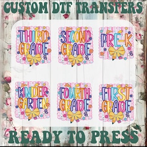 Preppy Back to School Dtf, Coquette Teacher First Day of School Ready To Press, Pre-k 1st/2nd/3rd Grade Heat Transfer, Girly Checkered Dtf
