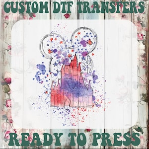 Watercolor Mouse Castle Ready To Press, Mouse Castle Heat Transfer, Disney Mouse and Friends Iron On Transfer, Disney Princess Castle Dtf
