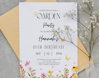 Floral Wedding Invitation: Colorful Flowers, Elegant Canva Template (Digital Download, 5x7 inches)