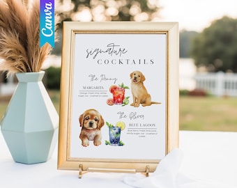 Editable Pet Cocktail Sign, Dog Signature Drink Menu, Wedding Bar Menu, Pet Drink Poster Template, Dog Cocktail Sign, Printable Bar Menu