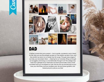Collage photo personnalisé de papa, cadeau de fête des pères (modèle sur toile)