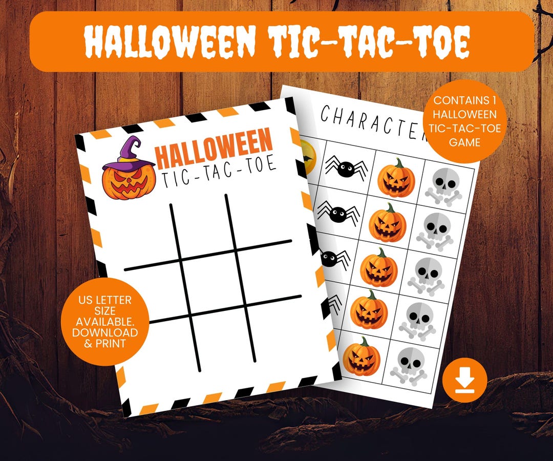 Halloween Tic Tac Toe Printable Game, Cute Non-candy Favor for Kids ...