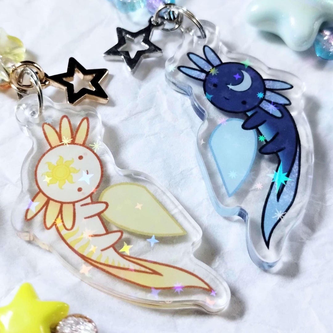 Matching Sun and Moon Axolotl Key-chains - Etsy