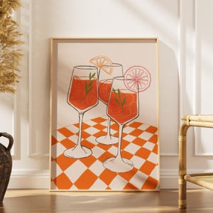 Stampa artistica "Spritz" / Illustrazione colorata di cocktail per la cucina / Poster / Decorazione da parete allegra per bar, cucina