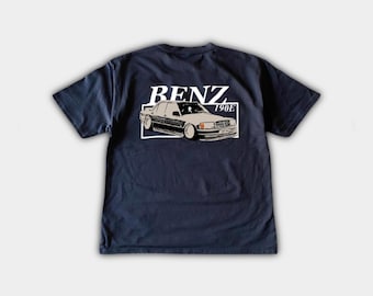 T-shirt Vintage Mercedes-Benz 190E - Blanc, Taille M - Logo Mercedes, 100% Coton - Occasion Très Bon état