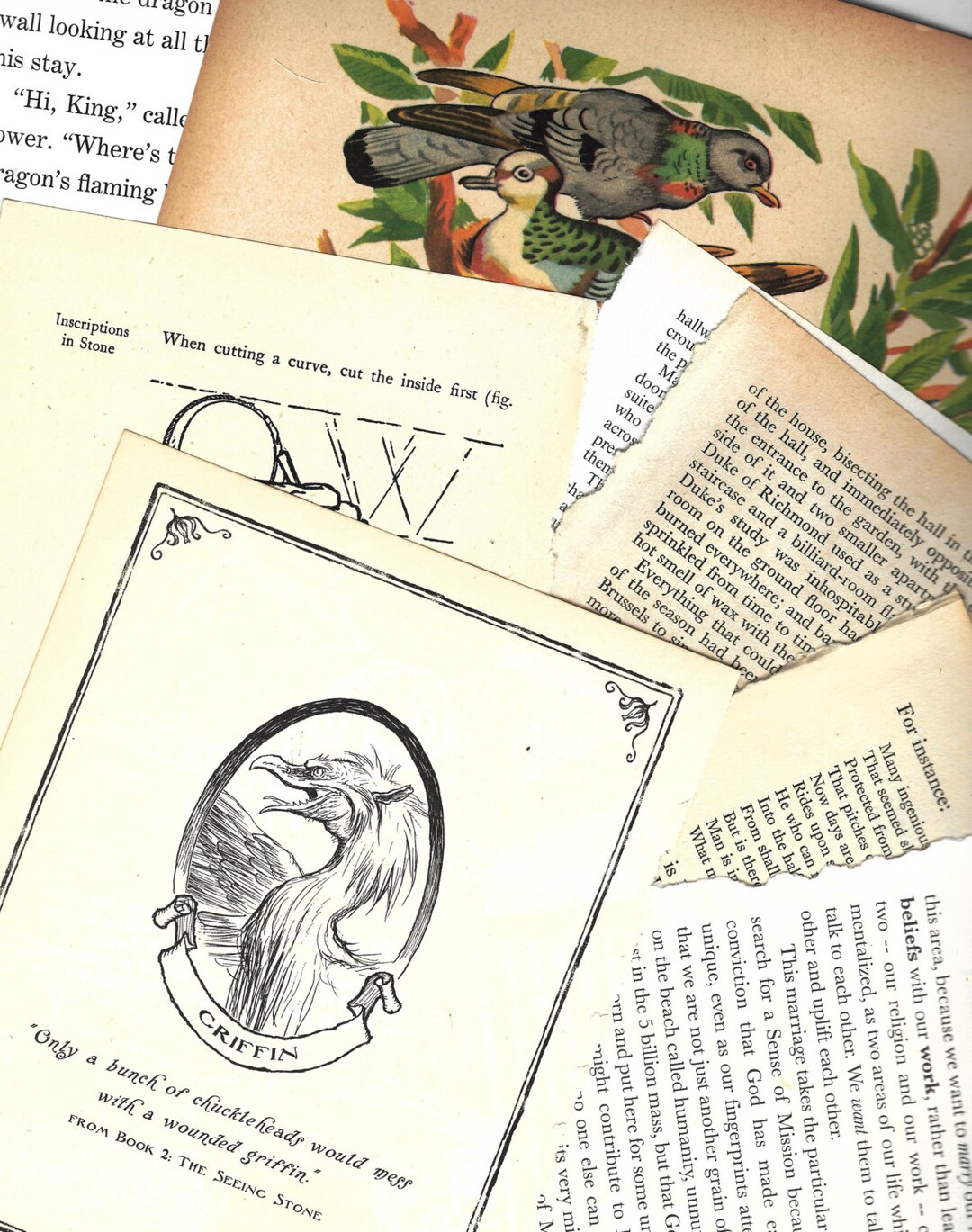 A Random Mix of Ten Vintage Paper Book Pages for Journals, Scrap Book ...