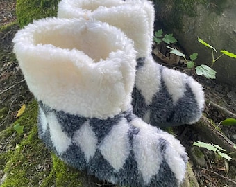 Pantuflas de piel de oveja para hombre: cálidas botas de piel de oveja para interior