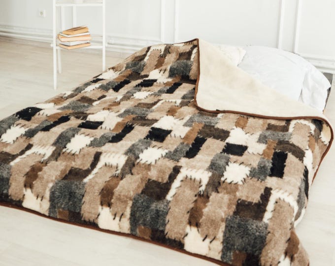 Natural Wool Blanket, Warm Breathable Bedding, Cozy Blanket, Sustainable Gift